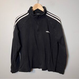 Adidas Essentials 3-Stripes 1/4 Zip Pullover Women’s XL Black Sweatshirt GD2901